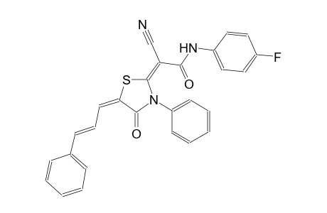 (2E)-2-cyano-N-(4-fluorophenyl)-2-{(5E)-4-oxo-3-phenyl-5-[(2E)-3-phenyl-2-propenylidene]-1,3-thiazolidin-2-ylidene}ethanamide