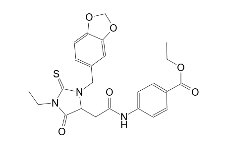 ethyl 4-({[3-(1,3-benzodioxol-5-ylmethyl)-1-ethyl-5-oxo-2-thioxo-4-imidazolidinyl]acetyl}amino)benzoate