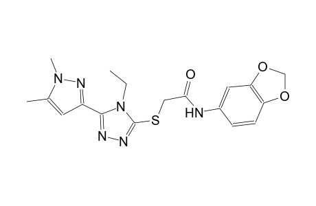 N-(1,3-benzodioxol-5-yl)-2-{[5-(1,5-dimethyl-1H-pyrazol-3-yl)-4-ethyl-4H-1,2,4-triazol-3-yl]sulfanyl}acetamide