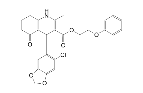 2-Phenoxyethyl 4-(6-chloranyl-1,3-benzodioxol-5-yl)-2-methyl-5-oxidanylidene-4,6,7,8-tetrahydro-1H-quinoline-3-carboxylate