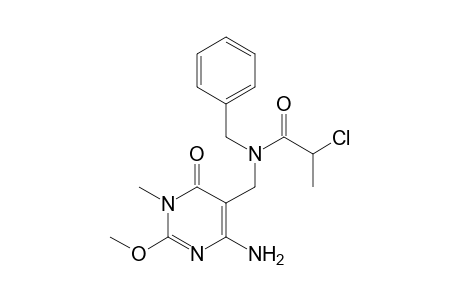 N-[(4-Amino-2-methoxy-1-methyl-6-oxo-1,6-dihydropyrimidin-5-yl)methyl]-N-benzyl-2-chloropropanamide