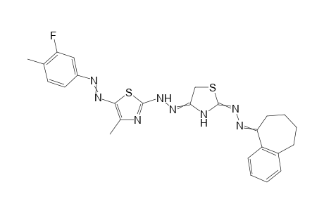 5-((3-Fluoro-4-methylphenyl)diazenyl)-4-methyl-2-(2-(2-((6,7,8,9-tetrahydro-5H-benzo[7]-annulen-5-ylidene)hydrazono)thiazolidin-4-ylidene)hydrazinyl)thiazole