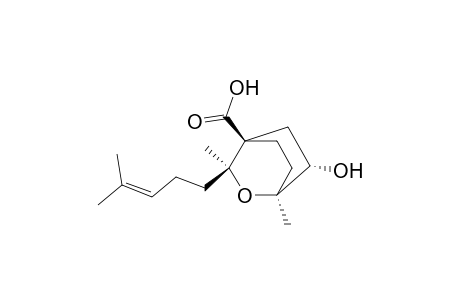 2-Oxabicyclo[2.2.2]octane-4-carboxylic acid, 6-hydroxy-1,3-dimethyl-3-(4-methyl-3-pentenyl)-, (1.alpha.,3.beta.,4.beta.,6.alpha.)-(.+-.)-