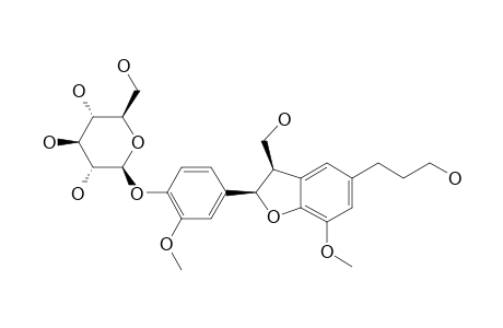 2,3-DIHYDRO-2-(4'-O-BETA-D-GLUCOPYRANOSYL-3'-METHOXYPHENYL)-3-HYDROXYMETHYL-5-(3-HYDROXYPROPYL)-7-METHOXYBENZOFURAN