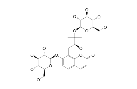 DEVENYOSIDE_C;(-)-3'-O-BETA-D-GLUCOPYRANOSYL-8-[(2S),3-DIHYDROXY-3-METHYLBUTYL]-7-HYDROXYCHROMEN-2-ONE-7-O-BETA-D-GLUCOPYRANOSIDE