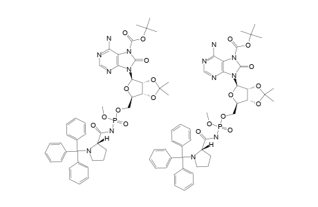 N7-TERT.-BUTOXYCARBONYL-2',3'-O-ISOPROPYLIDENE-8-OXOADENOSINE-5'-[METHYL-N-(N-TRITYL-L-PROLYL)-PHOSPHORAMIDATE]