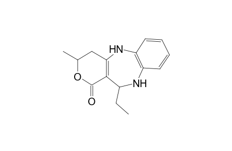 9,10-Dihydro-9-methyl-7-oxo[3,4-c]pyrano-6-ethyl-(11H)-5,6-dihydrobenzodiazepine