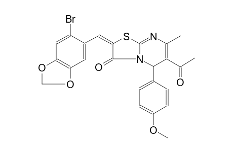 5H-thiazolo[3,2-a]pyrimidin-3(2H)-one, 6-acetyl-2-[(6-bromo-1,3-benzodioxol-5-yl)methylene]-5-(4-methoxyphenyl)-7-methyl-, (2E)-