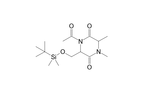 1-Acetyl-6-(tert-butyldimethylsilyloxymethyl)-3,4-dimethylpiperazine-2,5-dione
