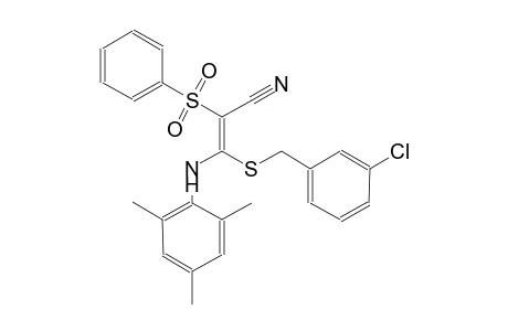 2-propenenitrile, 3-[[(3-chlorophenyl)methyl]thio]-2-(phenylsulfonyl)-3-[(2,4,6-trimethylphenyl)amino]-, (2E)-