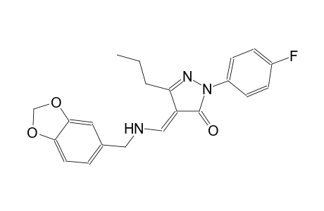 3H-pyrazol-3-one, 4-[[(1,3-benzodioxol-5-ylmethyl)amino]methylene]-2-(4-fluorophenyl)-2,4-dihydro-5-propyl-, (4E)-
