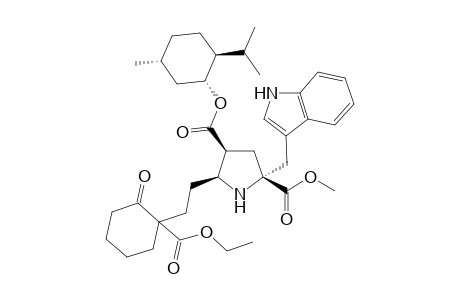 1R,2S,5R-Menthyl 2-(3'-indolylmethyl)-r-2R-methoxycarbonyl-c-5S-[1"-[1''-ethoxycarbonyl-2"'-oxocyclohexyl)ethyl]pyrrolidine-c-4S-carboxylate
