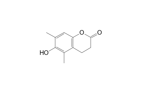2H-1-benzopyran-2-one, 3,4-dihydro-6-hydroxy-5,7-dimethyl-