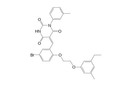 (5E)-5-[5-bromo-2-[2-(3-ethyl-5-methyl-phenoxy)ethoxy]benzylidene]-1-(m-tolyl)barbituric acid
