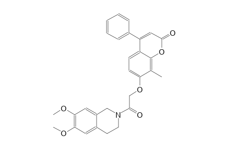 2H-1-benzopyran-2-one, 7-[2-(3,4-dihydro-6,7-dimethoxy-2(1H)-isoquinolinyl)-2-oxoethoxy]-8-methyl-4-phenyl-