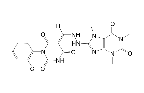 (5E)-1-(2-chlorophenyl)-5-{[2-(1,3,7-trimethyl-2,6-dioxo-2,3,6,7-tetrahydro-1H-purin-8-yl)hydrazino]methylene}-2,4,6(1H,3H,5H)-pyrimidinetrione
