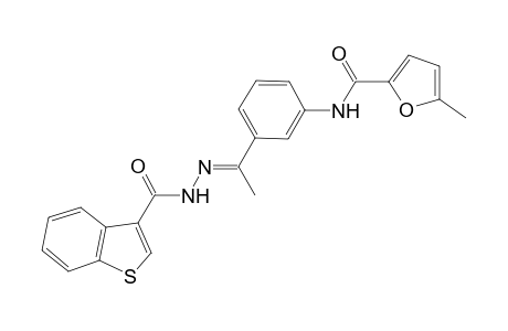 N-{3-[(1E)-N-(1-benzothien-3-ylcarbonyl)ethanehydrazonoyl]phenyl}-5-methyl-2-furamide