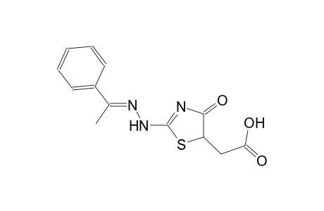 {4-oxo-2-[(2E)-2-(1-phenylethylidene)hydrazino]-4,5-dihydro-1,3-thiazol-5-yl}acetic acid