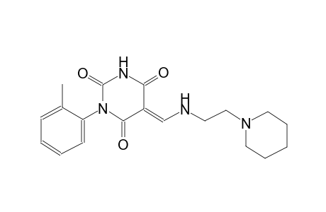 2,4,6(1H,3H,5H)-pyrimidinetrione, 1-(2-methylphenyl)-5-[[[2-(1-piperidinyl)ethyl]amino]methylene]-, (5E)-