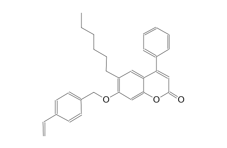 2H-1-benzopyran-2-one, 7-[(4-ethenylphenyl)methoxy]-6-hexyl-4-phenyl-