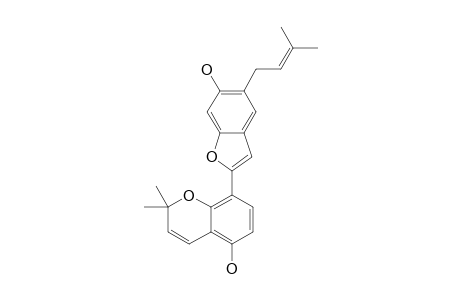 KANZONOL-V;4',6-DIHYDROXY-9',9'-DIMETHYLPYRANO-[B-2',3']-5-PRENYL-2-ARYL-BENZOFURAN