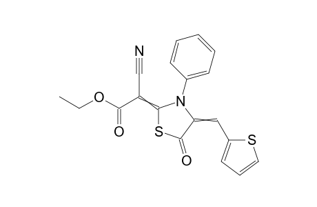 Ethyl 2-cyano-2-(5-oxo-3-phenyl-4-(thiophen-2-ylmethylene)thiazolidin-2-ylidene)acetate