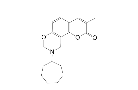 2H,8H-pyrano[2,3-f][1,3]benzoxazin-2-one, 9-cycloheptyl-9,10-dihydro-3,4-dimethyl-
