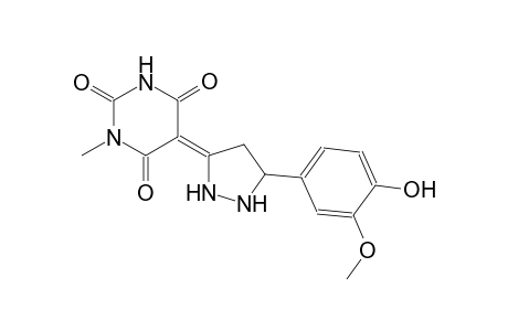 (5Z)-5-[5-(4-hydroxy-3-methoxyphenyl)-3-pyrazolidinylidene]-1-methyl-2,4,6(1H,3H,5H)-pyrimidinetrione