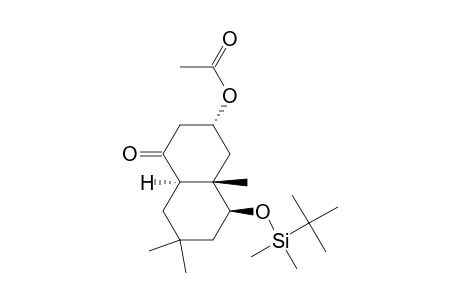 (3.alpha.,4a.beta.,5.beta.,8a.alpha.)-(+-)-3-(Acetyloxy)-3,4,4a,5,6,7,8,8a-octahydro-4a,7,7-trimethyl-5-[[(1,1-dimethylethyl)dimethylsilyl]oxy]-1(2H)-naphthalenone