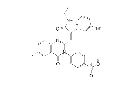 2-[(Z)-(5-bromo-1-ethyl-2-oxo-1,2-dihydro-3H-indol-3-ylidene)methyl]-6-iodo-3-(4-nitrophenyl)-4(3H)-quinazolinone