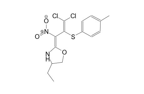 oxazolidine, 2-[3,3-dichloro-2-[(4-methylphenyl)thio]-1-nitro-2-propenylidene]-4-ethyl-, (2E)-