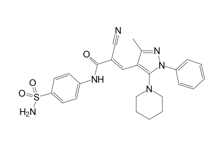 (E)-2-cyano-3-(3-methyl-1-phenyl-5-(piperidin-1-yl)-1H-pyrazol-4-yl)-N-[4-(aminosulfonyl)phenyl]acrylamide