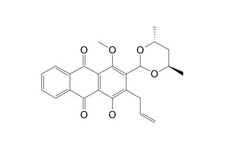 (4'R,6'R)-2-(4',6'-dimethyl-1',3'-dioxan-2'-yl)-4-hydroxy-1-methoxy-3-(prop-2''-enyl)anthraquinone