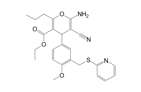 4H-pyran-3-carboxylic acid, 6-amino-5-cyano-4-[4-methoxy-3-[(2-pyridinylthio)methyl]phenyl]-2-propyl-, ethyl ester
