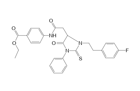 4-[[2-[3-[2-(4-fluorophenyl)ethyl]-5-keto-1-phenyl-2-thioxo-imidazolidin-4-yl]acetyl]amino]benzoic acid ethyl ester