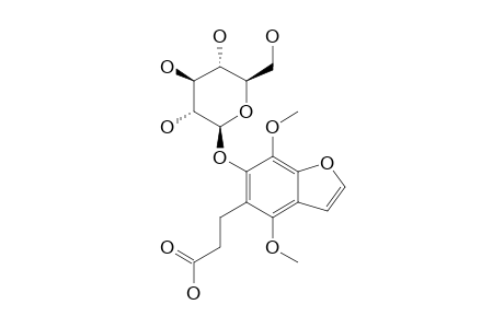 PICRAQUASSIOSIDE-B;6-HYDROXY-4,7-DIMETHOXY-5-BENZOFURAN-PROPIONIC-ACID-6-O-BETA-D-GLUCOPYRANOSIDE