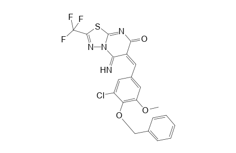 (6E)-5-azanylidene-6-[(3-chloranyl-5-methoxy-4-phenylmethoxy-phenyl)methylidene]-2-(trifluoromethyl)-[1,3,4]thiadiazolo[3,2-a]pyrimidin-7-one