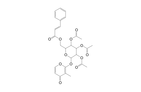 2-Propenoic acid, 3-phenyl-, ester with 3-methyl-2-[(2,3,4-tri-o-acetyl-.beta.-D-glucopyranosyl)oxy]-4H-pyran -4-one, (E)-