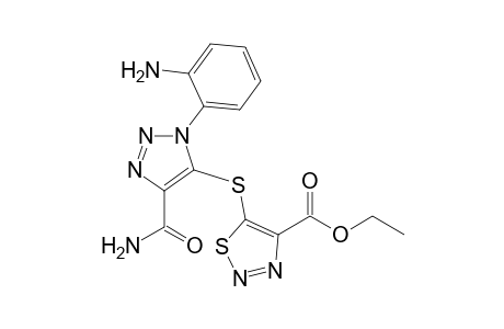 5-[[3-(2-aminophenyl)-5-carbamoyl-4-triazolyl]thio]-4-thiadiazolecarboxylic acid ethyl ester