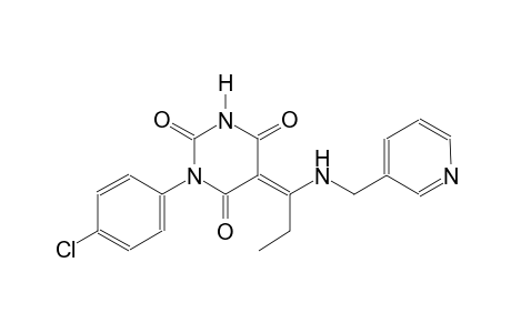 (5E)-1-(4-chlorophenyl)-5-{1-[(3-pyridinylmethyl)amino]propylidene}-2,4,6(1H,3H,5H)-pyrimidinetrione