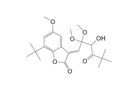 2(3H)-Benzofuranone, 7-(1,1-dimethylethyl)-3-(3-hydroxy-2,2-dimethoxy-5,5-dimethyl-4-oxohexylidene)-5-methoxy-, (E)-(.+-.)-