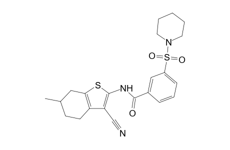 N-(3-cyano-6-methyl-4,5,6,7-tetrahydro-1-benzothiophen-2-yl)-3-(1-piperidinylsulfonyl)benzamide