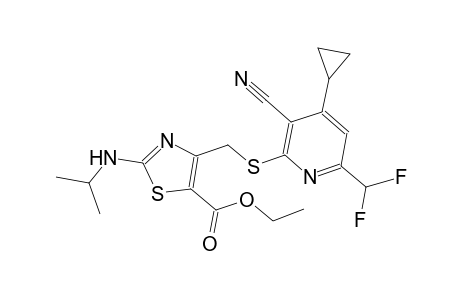 ethyl 4-({[3-cyano-4-cyclopropyl-6-(difluoromethyl)-2-pyridinyl]sulfanyl}methyl)-2-(isopropylamino)-1,3-thiazole-5-carboxylate