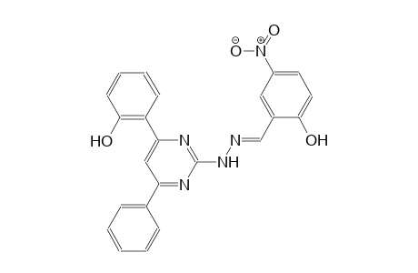 benzaldehyde, 2-hydroxy-5-nitro-, [4-(2-hydroxyphenyl)-6-phenyl-2-pyrimidinyl]hydrazone