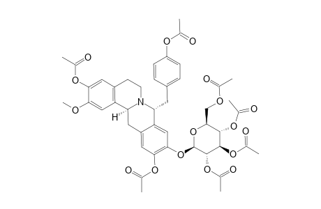 (-)-3,11-DIACETOXY-8-ALPHA-(4'-ACETOXYBENZYL)-10-O-(BETA-GLUCOPYRANOSYLTETRAACETATE)-2-METHOXYBERBINE