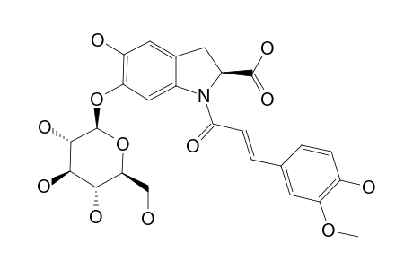 OLERACEIN_B;5-HYDROXY-1-FERULIC_ACYL-2,3-DIHYDRO-1-H-INDOLE-2-CARBOXYLIC_ACID-6-O-BETA-D-GLUCOPYRANOSIDE