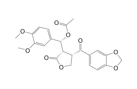 2(S*)-[.alpha.(R*)-Acetoxy-3,4-dimethoxybenzyl]-3(S*)-[3,4-(methylenedioxy)benzoyl]butyrolactone