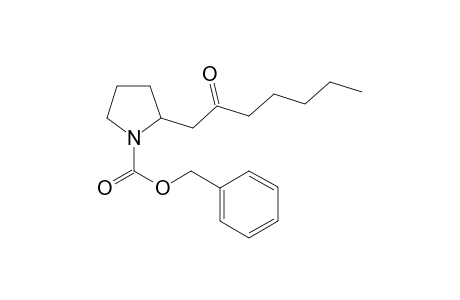 (phenylmethyl) 2-(2-oxidanylideneheptyl)pyrrolidine-1-carboxylate