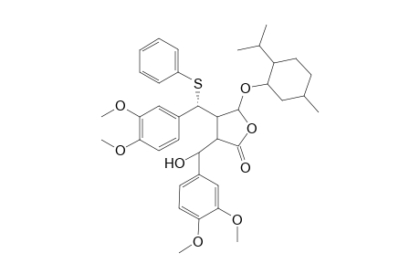(+)-(3S,4R,5R,6R,7R)-3-(3',4'-Dimethoxy..alpha.-hydroxybenzyl)-4-[3",4"-dimethoxy-.alpha.-(phenylthio)benzyl]-5-(1-menthyloxy)butyrolactone