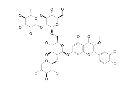 QUERCETIN-3-METHYLETHER-7-O-BETA-D-GLUCOPYRANOSYL-[(1->6)-BETA-D-GLUCOPYRANOSYL-(1->2)-ALPHA-L-RHAMNOPYRANOSYL]-(1->2)-BETA-D-XYLOPYRANOSIDE